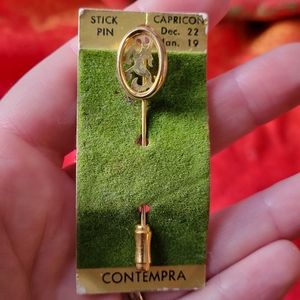 Vintage Capricorn stick pin zodiac goat astrology brooch jewelry Contempra